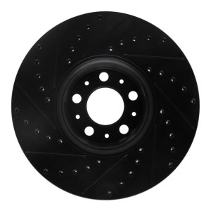 Volvo XC90 Brake Rotor (1) - Front Right - R1 Concepts - Drilled & Slotted - Black - `03-`14